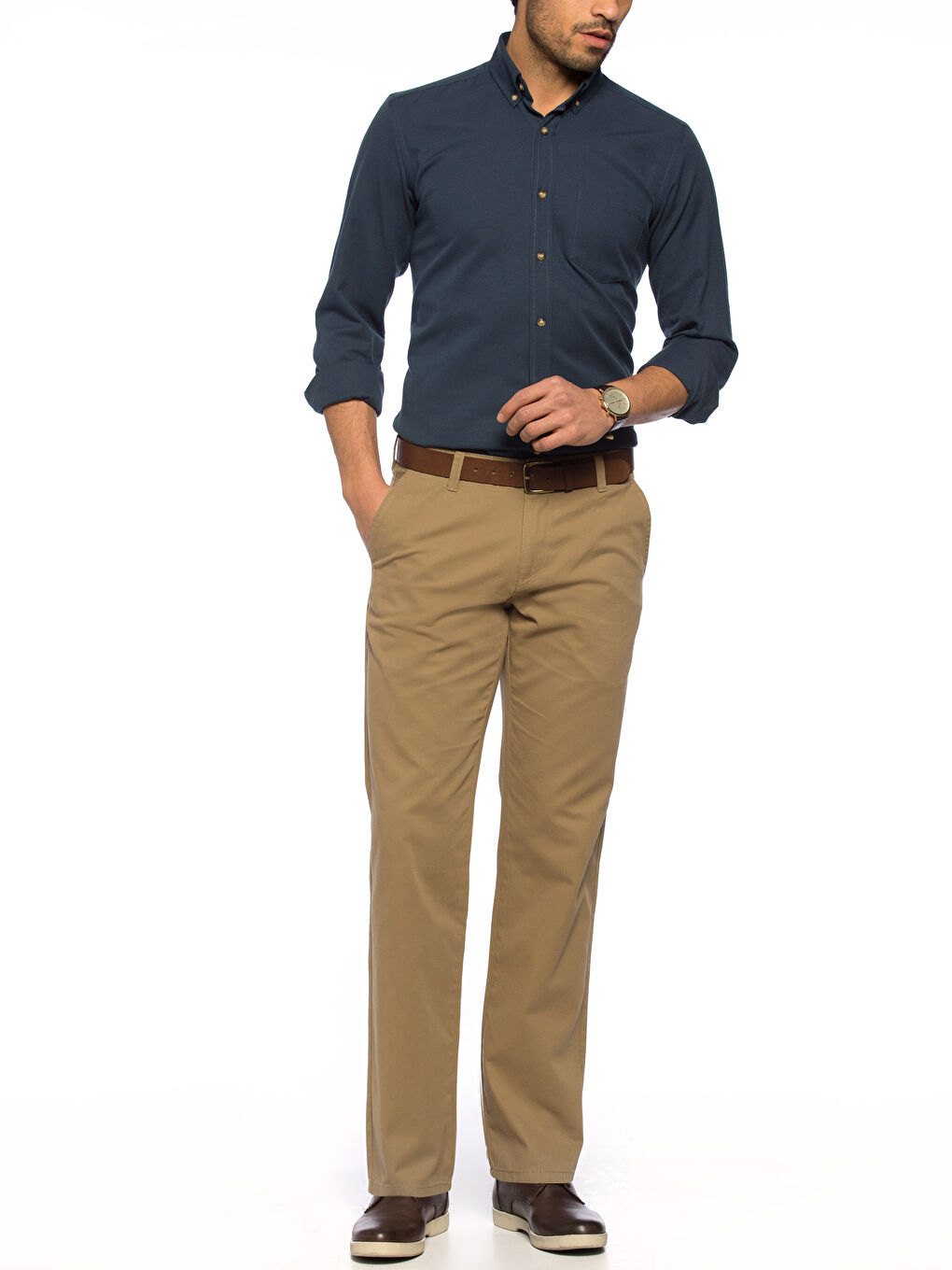 Мужчины Бежевый Брюки чино-2