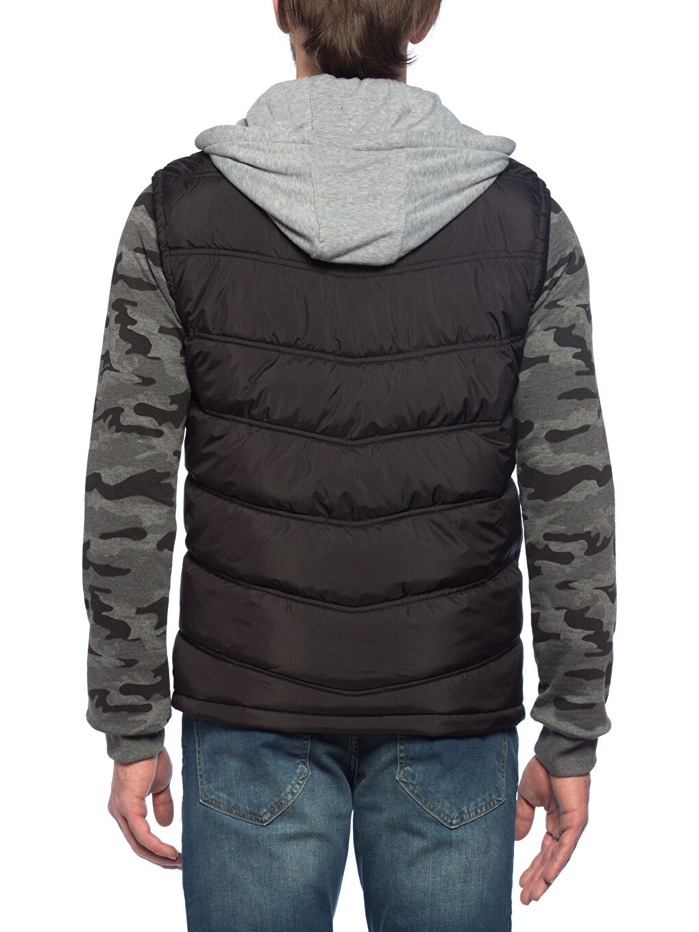 Siyah Standart Kalıp Kapüşonlu Şişme Yelek-5