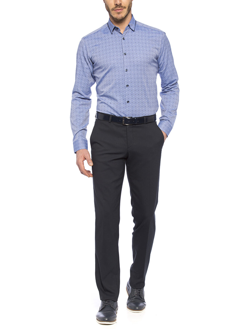 İndigo Baskılı Gömlek-2