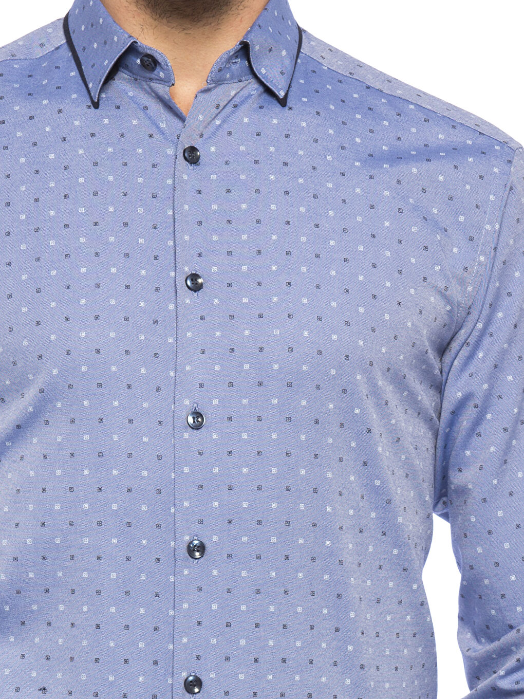 İndigo Baskılı Gömlek-3