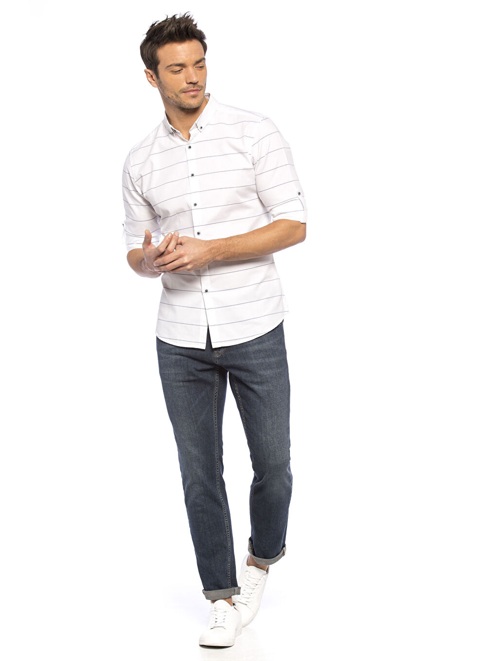 Beyaz Çizgili Gömlek-4