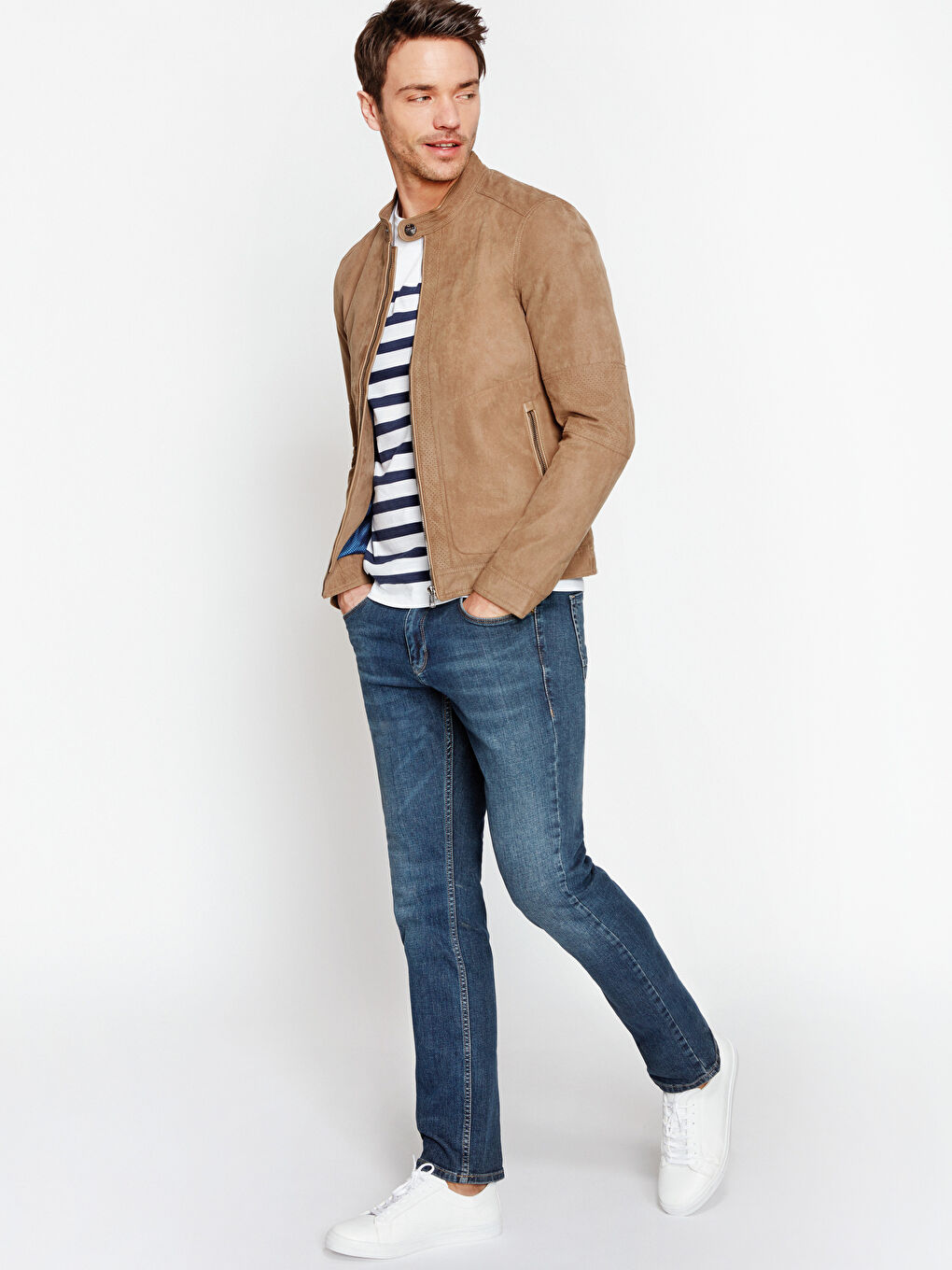 Kahverengi Deri Görünümlü Mont-1