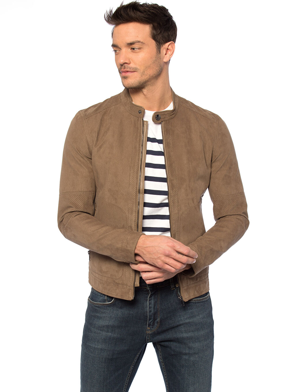 Kahverengi Deri Görünümlü Mont-2