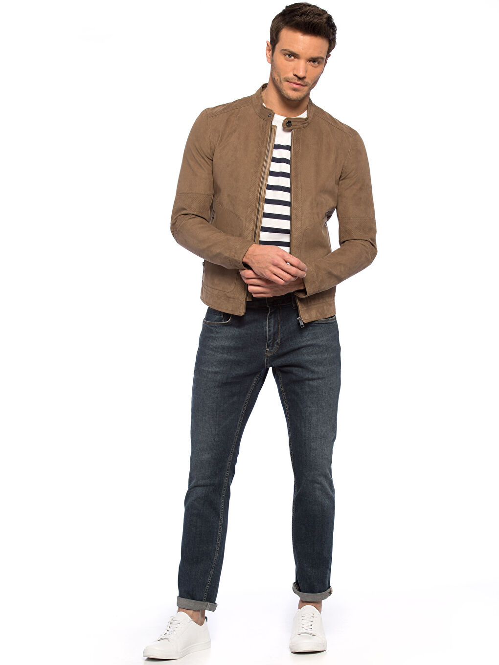 Kahverengi Deri Görünümlü Mont-4