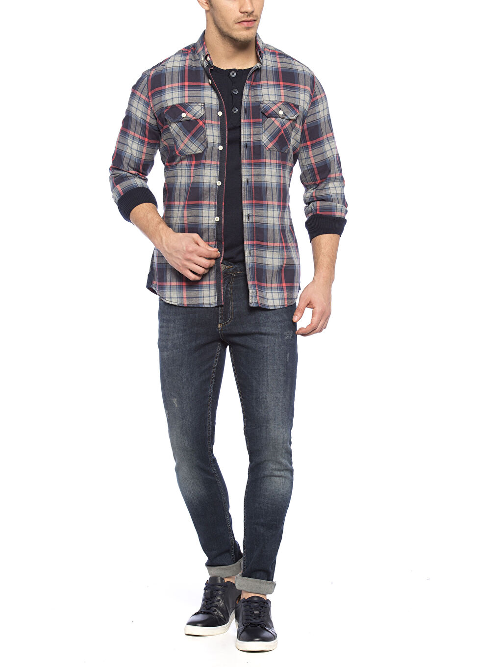 Lacivert Ekose Gömlek-2