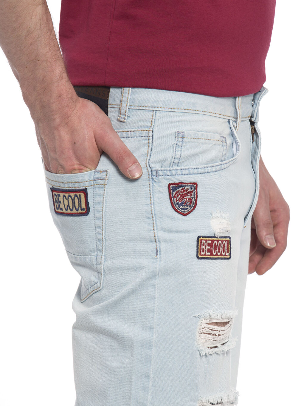 S. Açık İndigo Rodeo Jean Şort-3