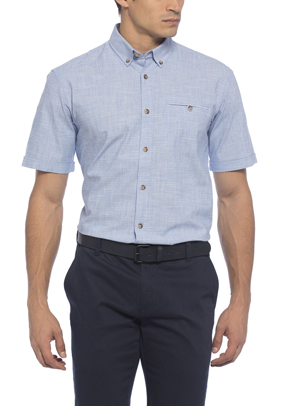 LCWAIKIKI Basic Man BLUE Shirt -7Y4720Z8-CUN