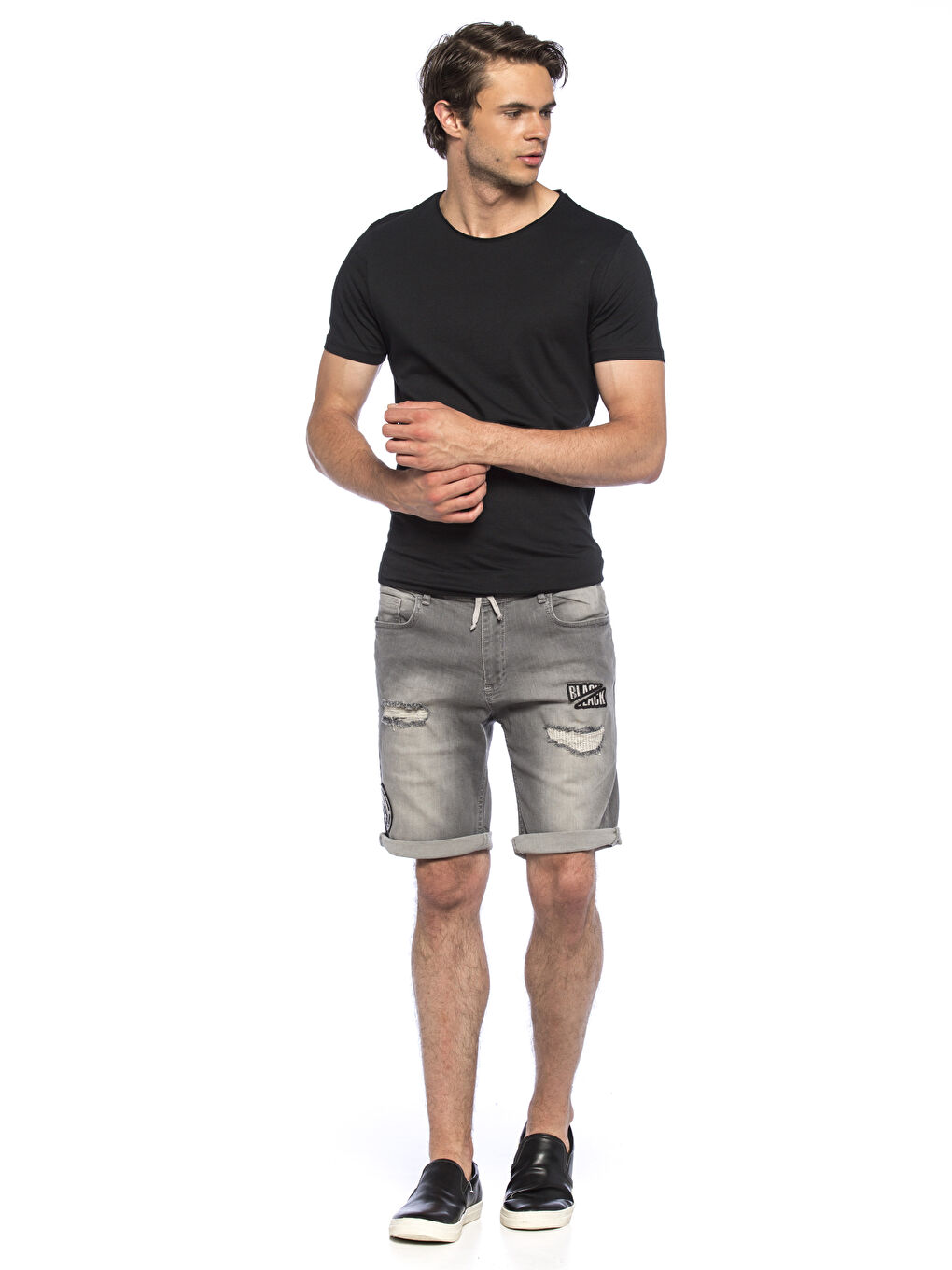 Gri Rodeo Jean Şort-2