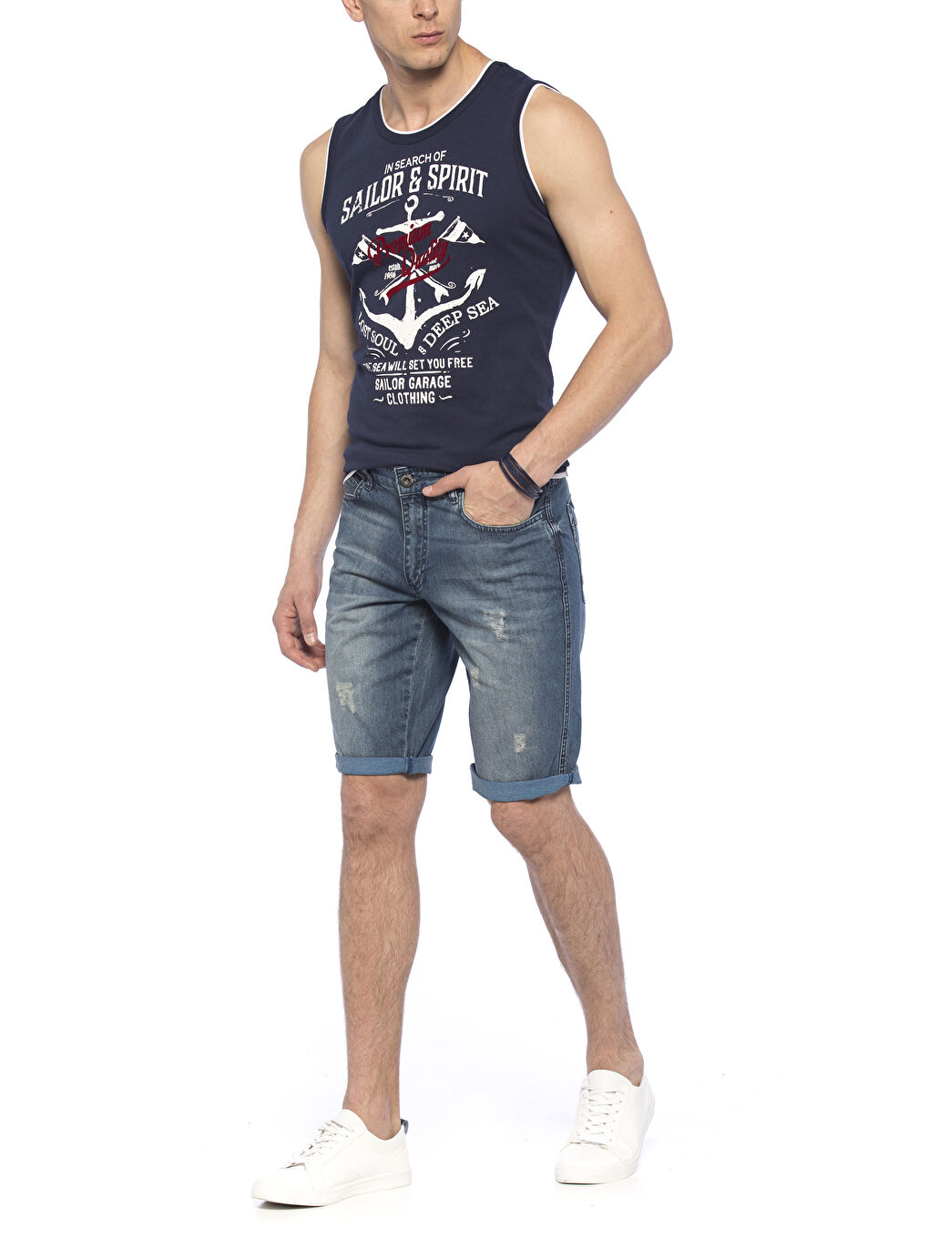 Man INDIGO Denim Shorts-2