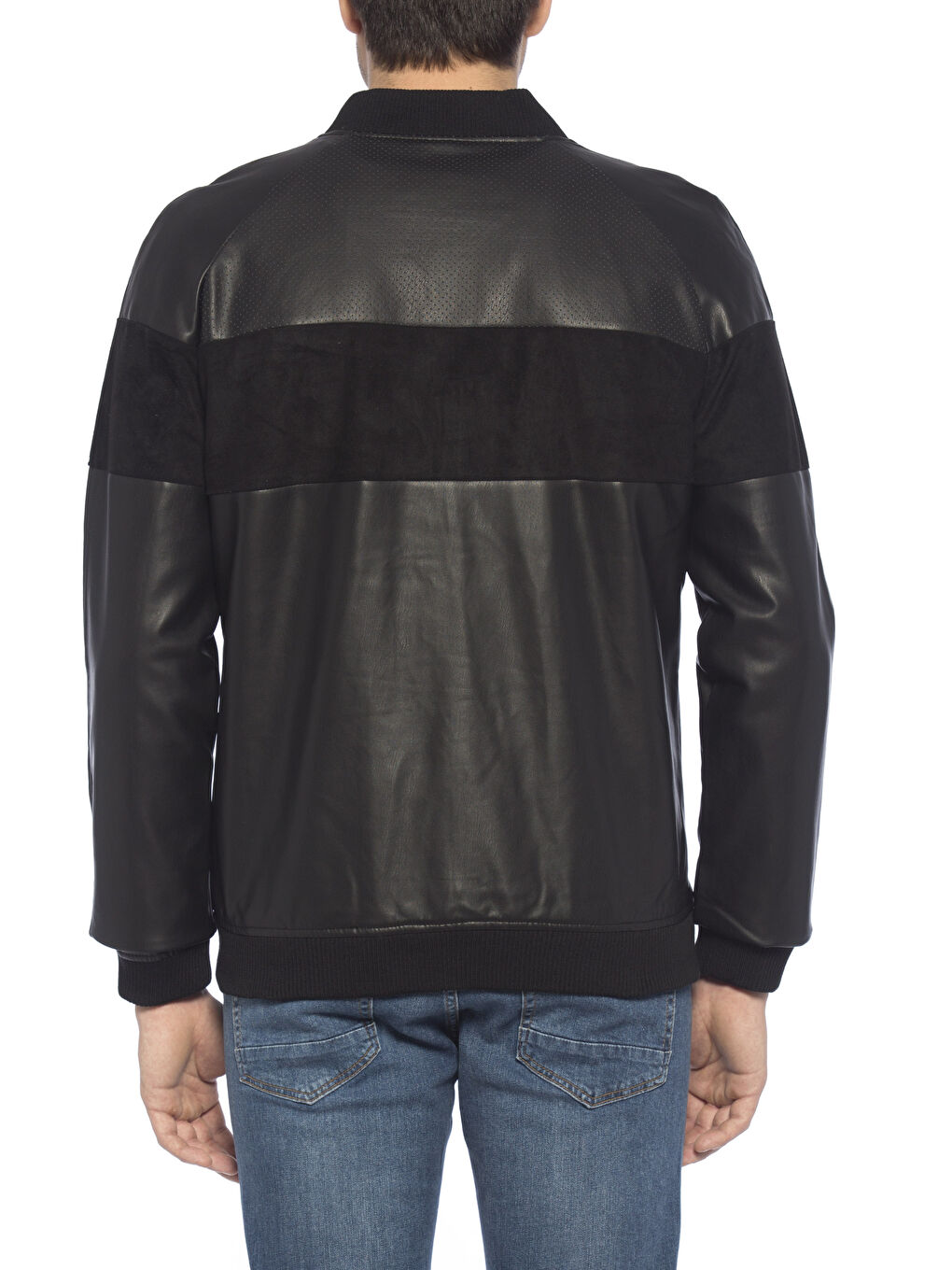 Yeni Siyah Deri Görünümlü Mont-1