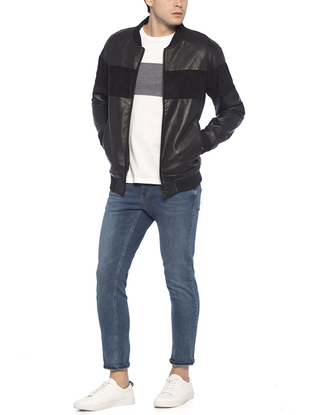 Yeni Siyah Deri Görünümlü Mont-2