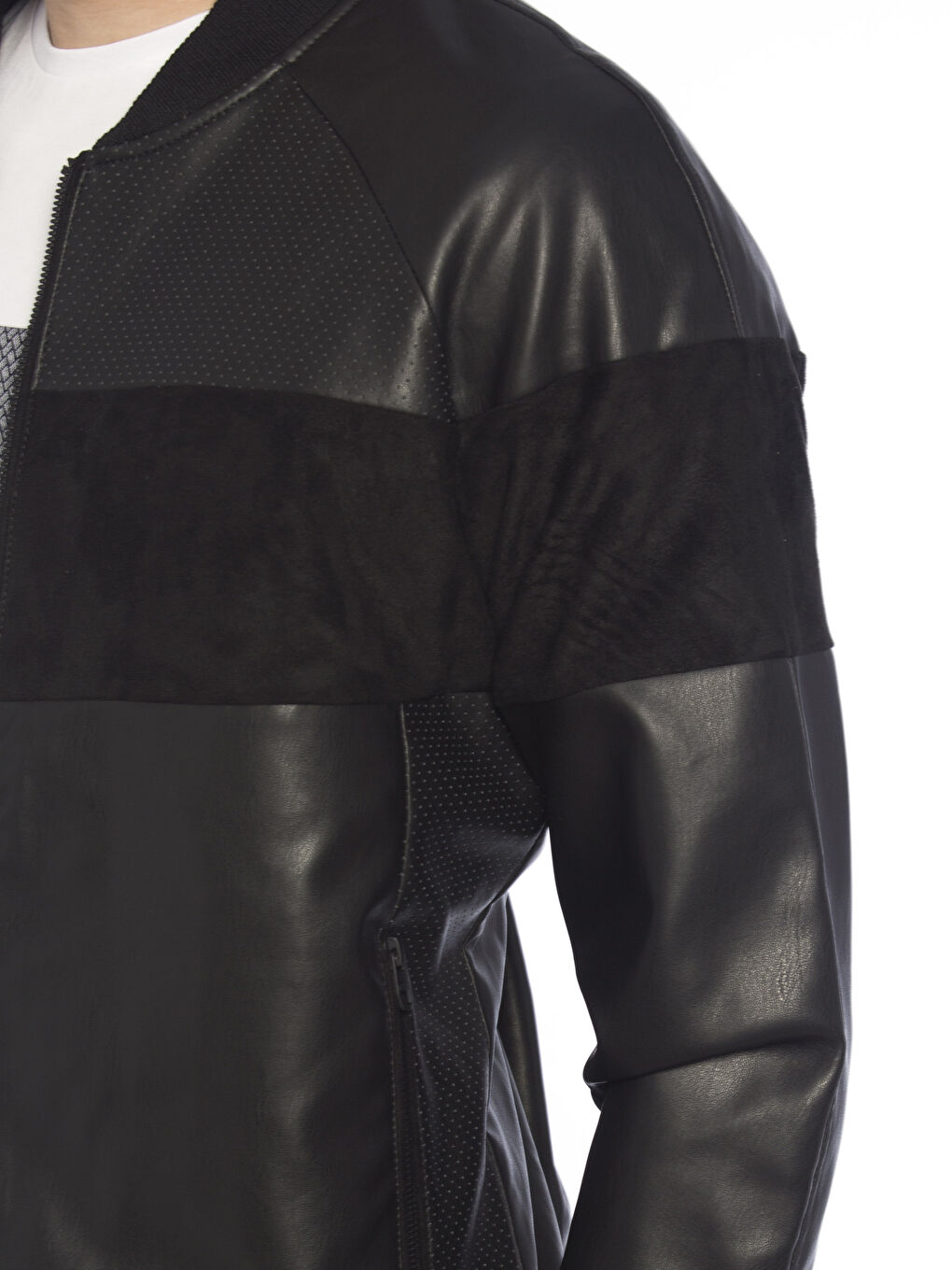 Yeni Siyah Deri Görünümlü Mont-3