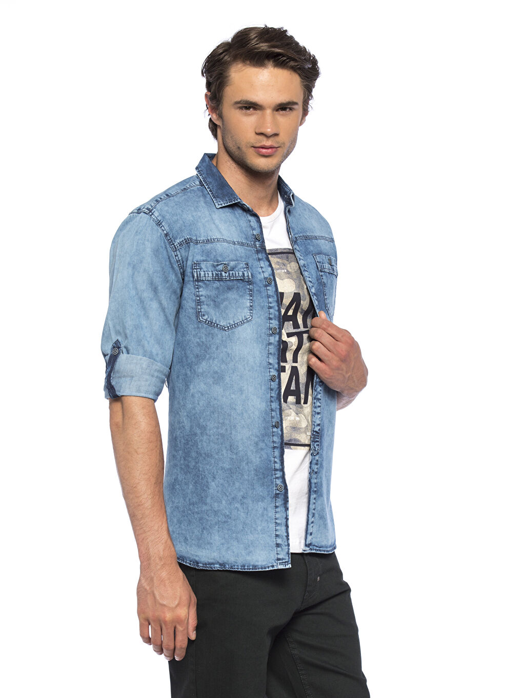 Orta İndigo Rodeo Jean Gömlek