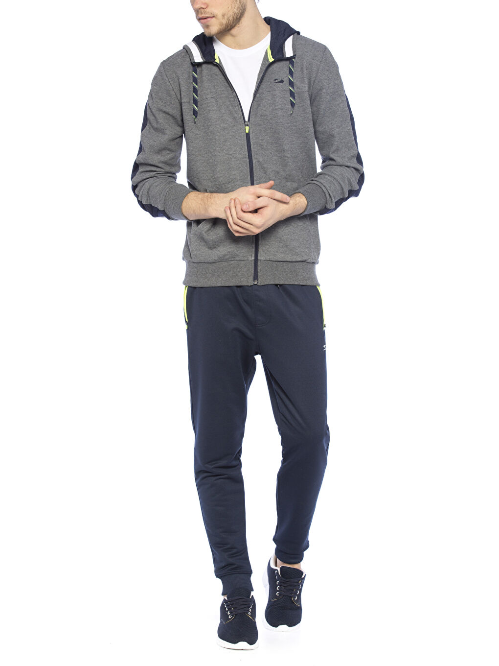 Gri Melanj Fermuarlı Sweatshirt-2