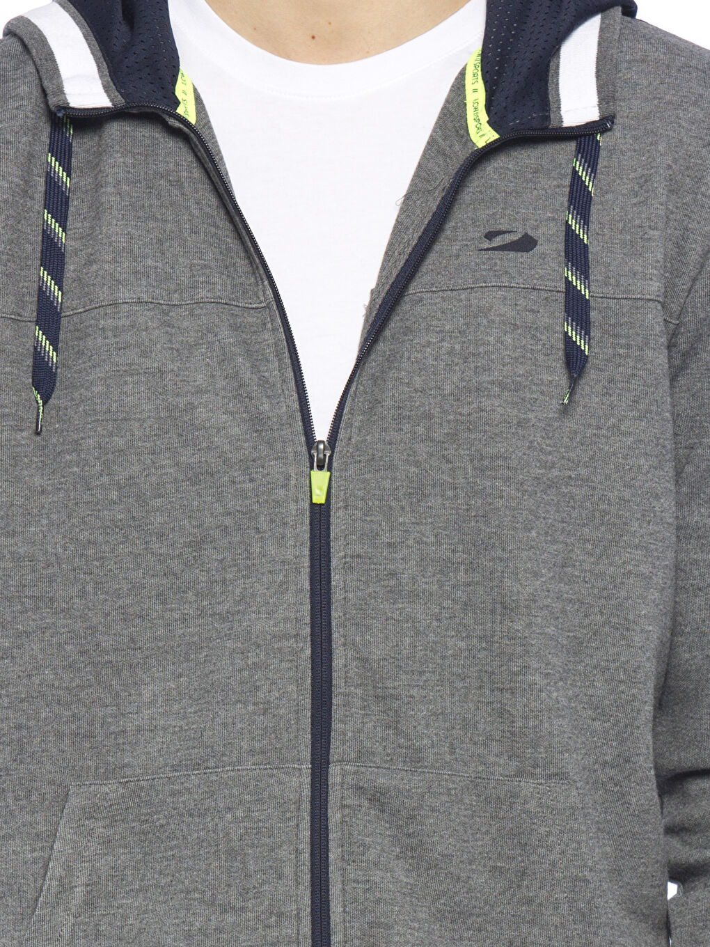 Gri Melanj Fermuarlı Sweatshirt-3