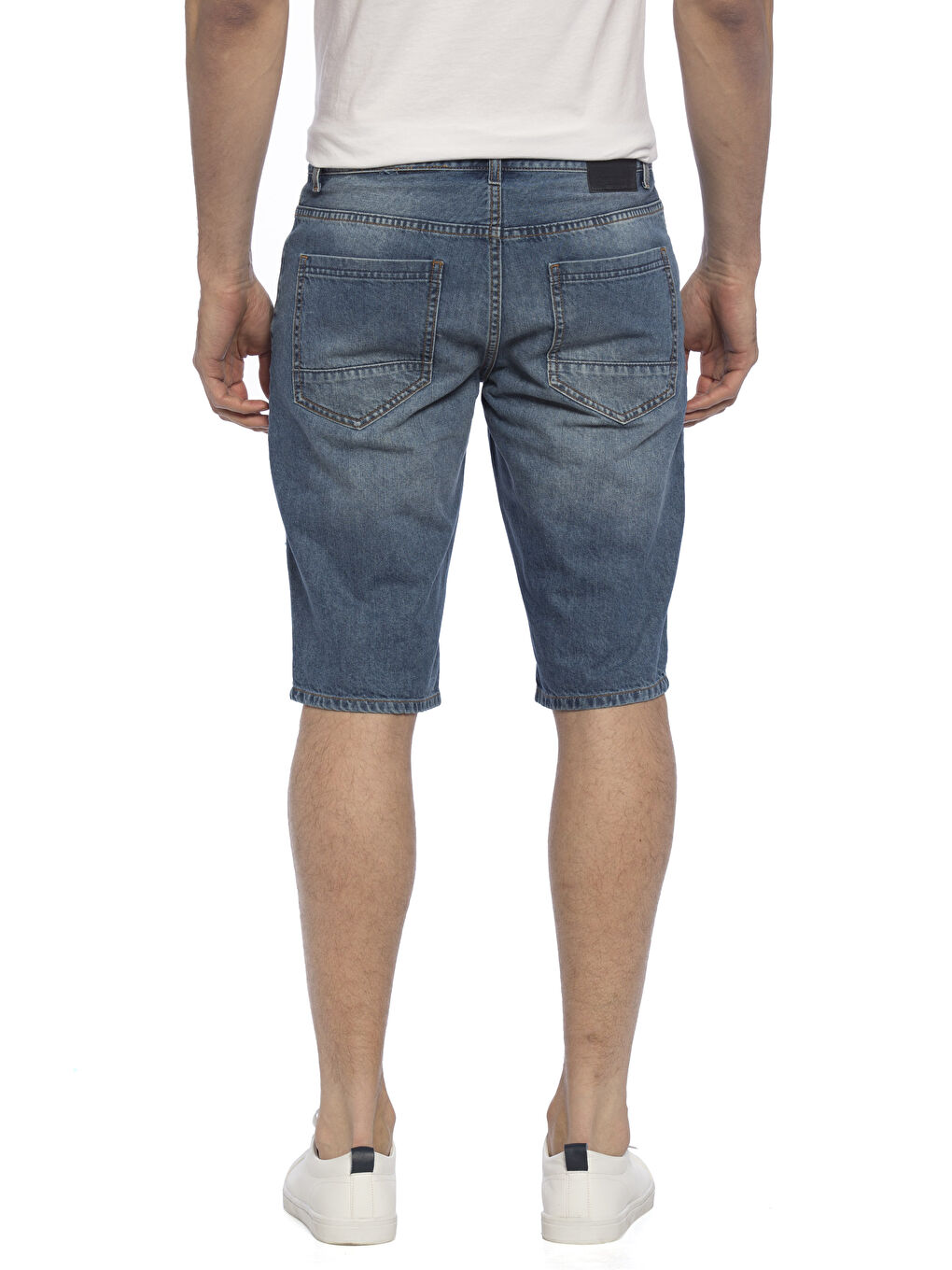 Orta İndigo Rodeo Jean Şort-1