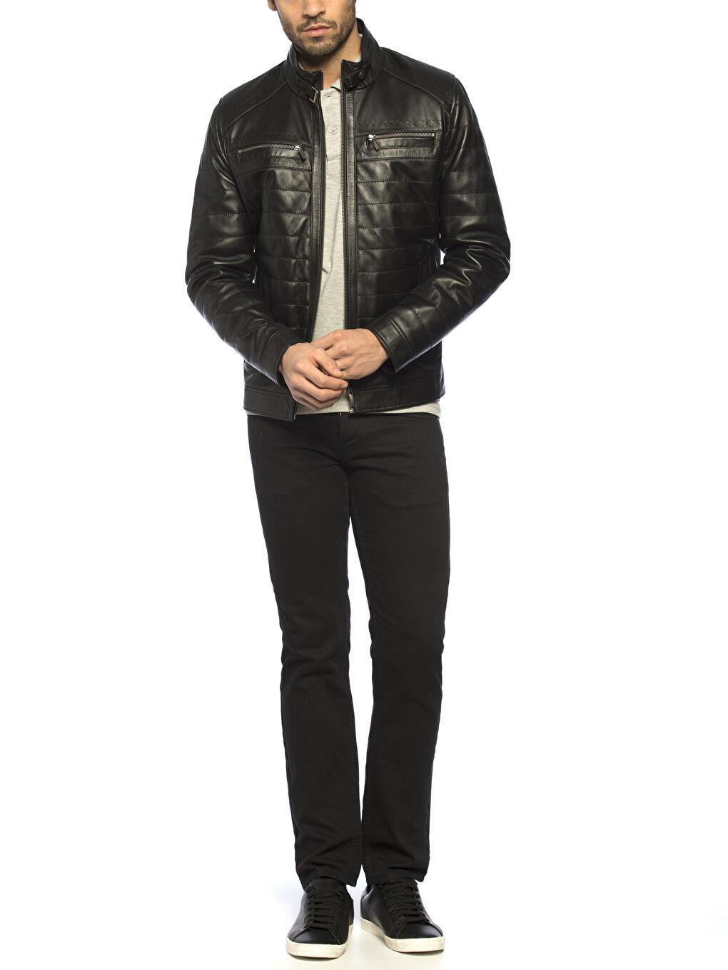 Yeni Siyah Deri Mont-2