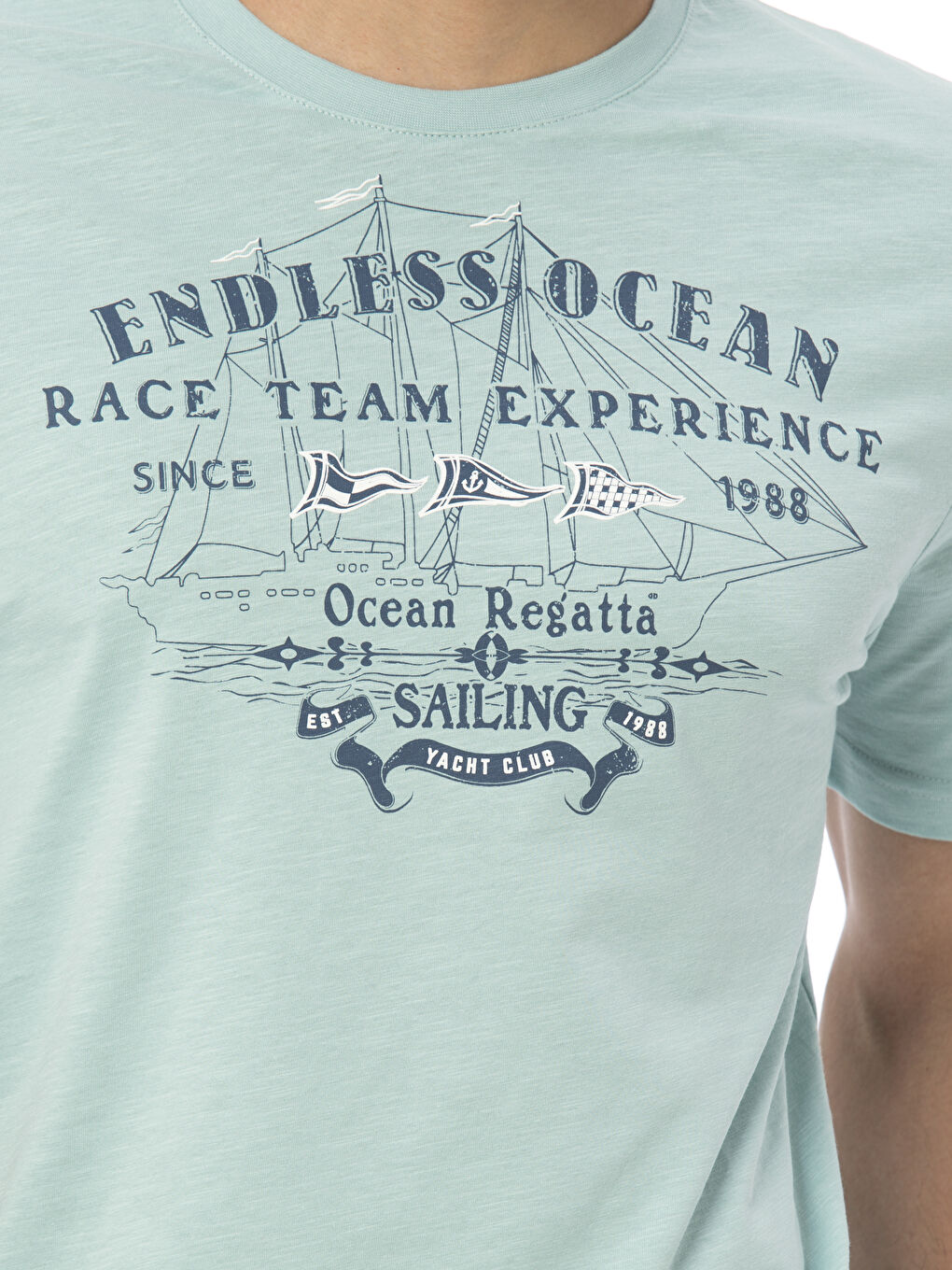 Yeşil Standart Fit Baskılı Erkek Tişört-3