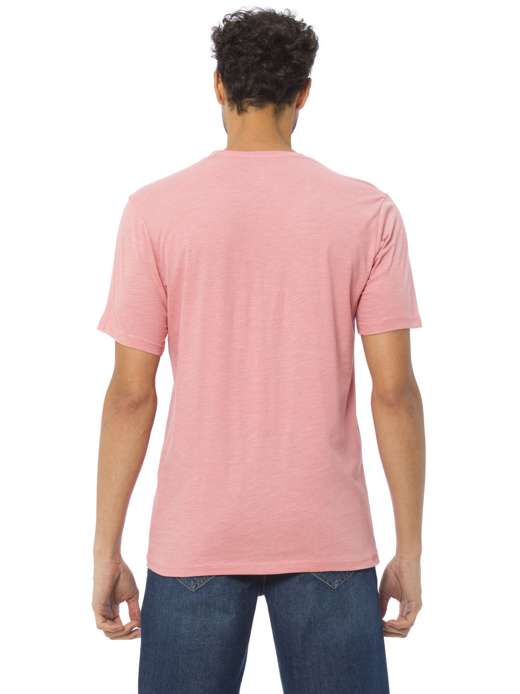 Pembe Baskılı Penye Erkek Tişört-1