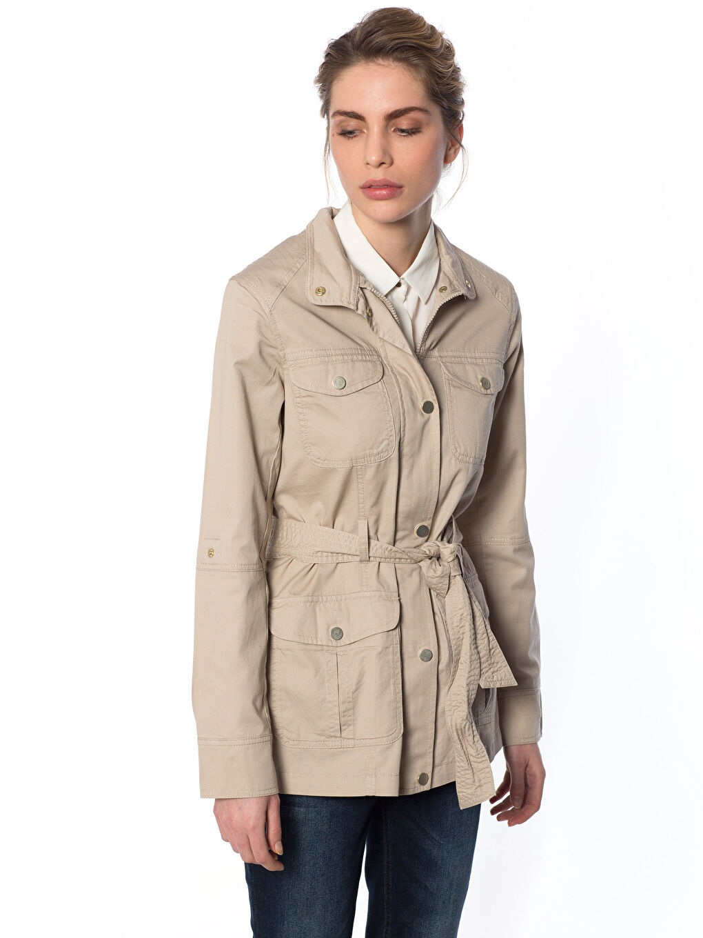 Jacket Collar Plain Long Sleeve Women's Slim Coat