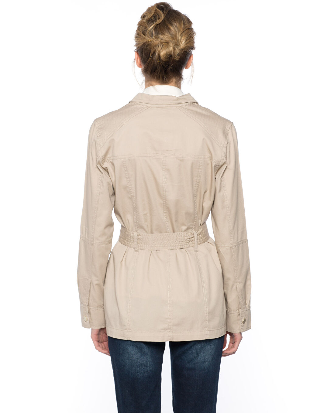 Jacket Collar Plain Long Sleeve Women's Slim Coat-1