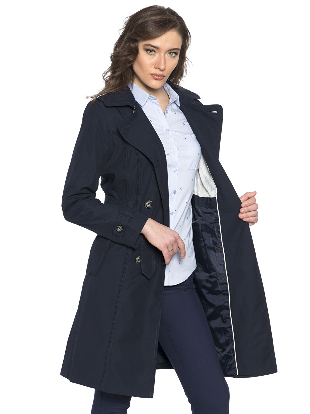 معطف المطر أزرق نساء-1