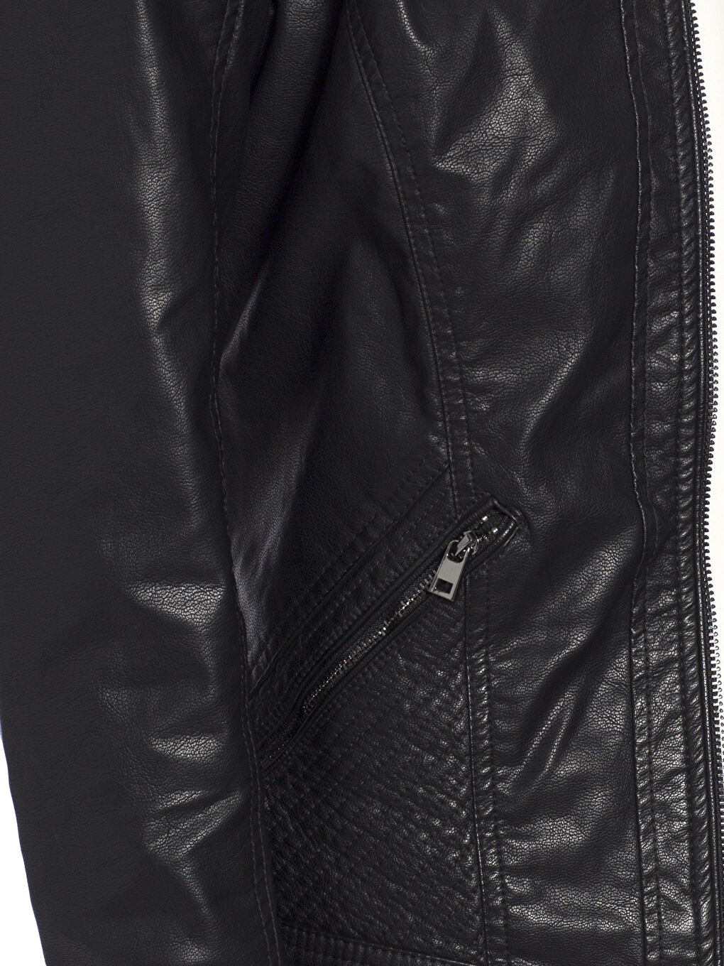 Yeni Siyah Deri Görünümlü Mont-4