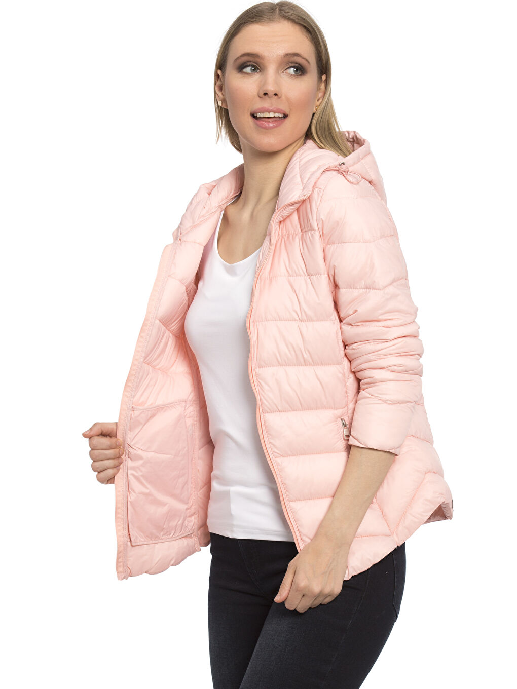 Woman PINK Puffer Coat-1