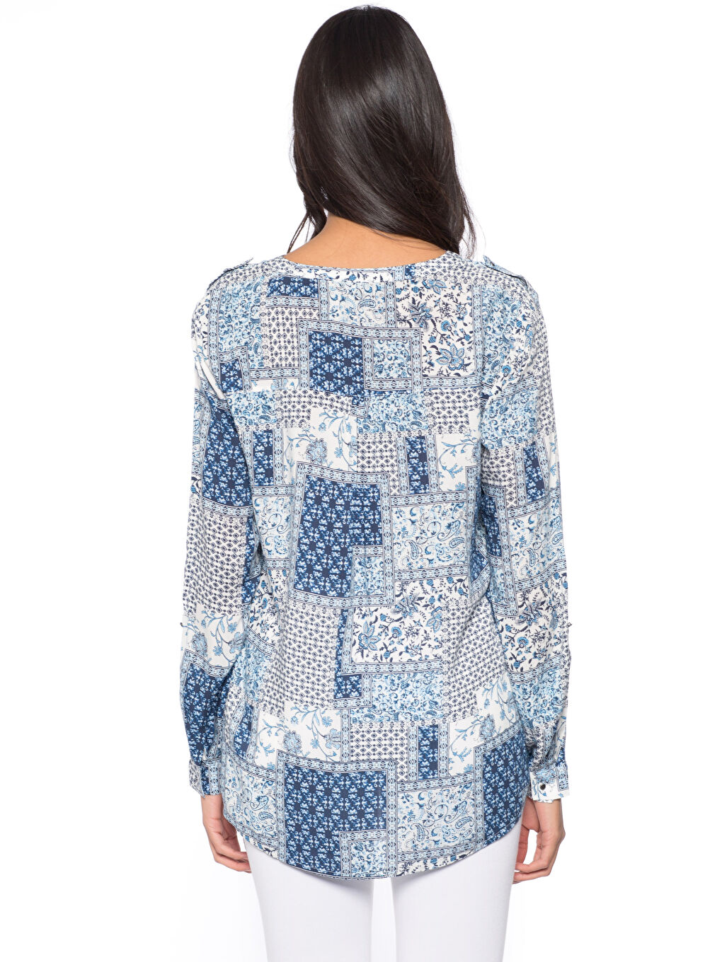 Mavi Baskılı Bluz-1