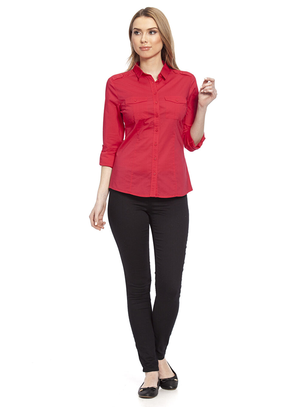 Žena CRVENA Košulja-2