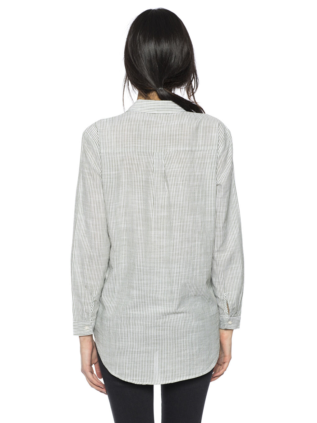 Haki Çizgili Gömlek-1
