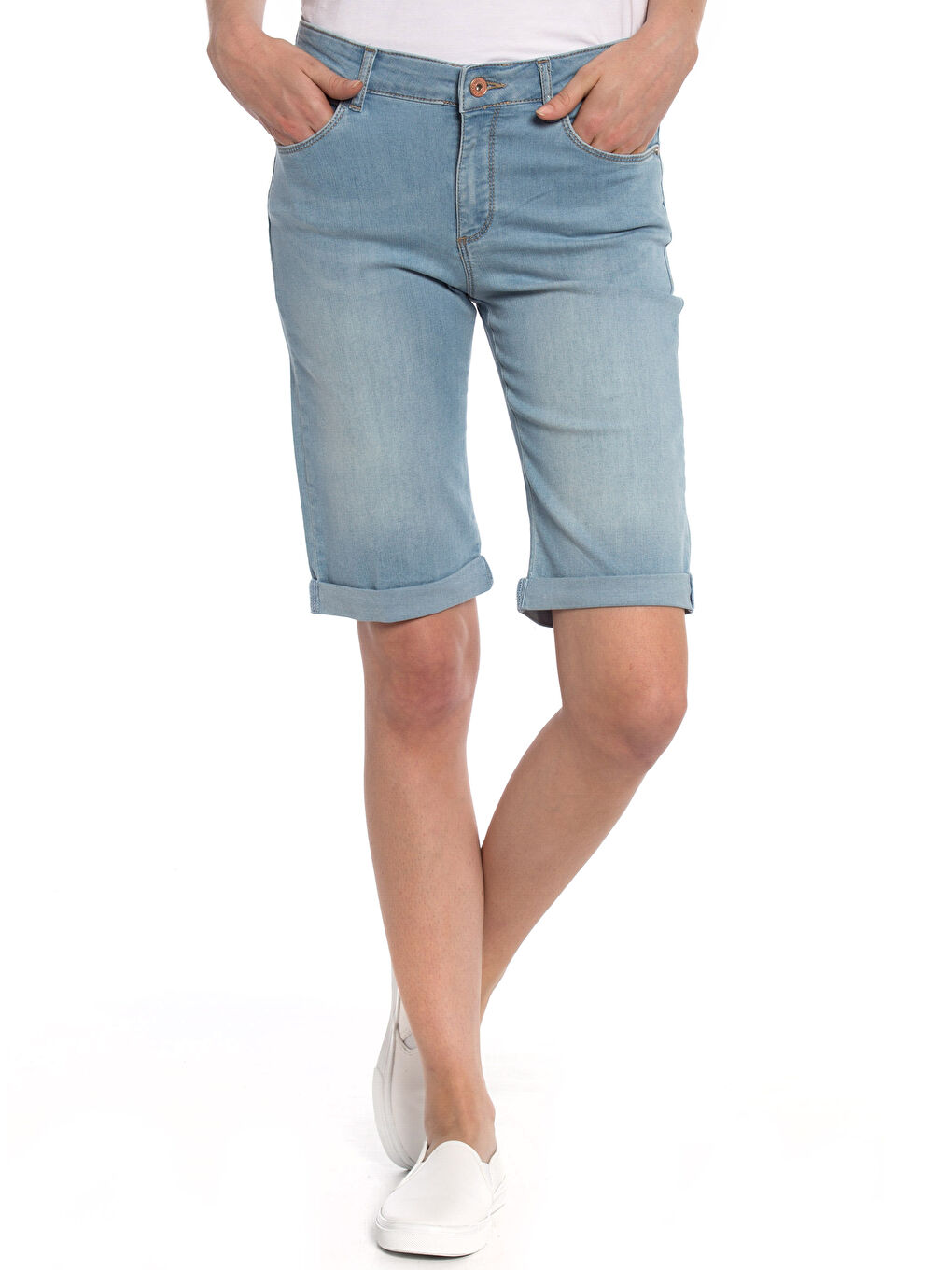 Açık İndigo Rodeo Jean Şort