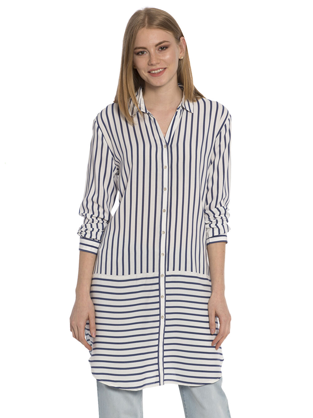 Lacivert Çizgili Tunik