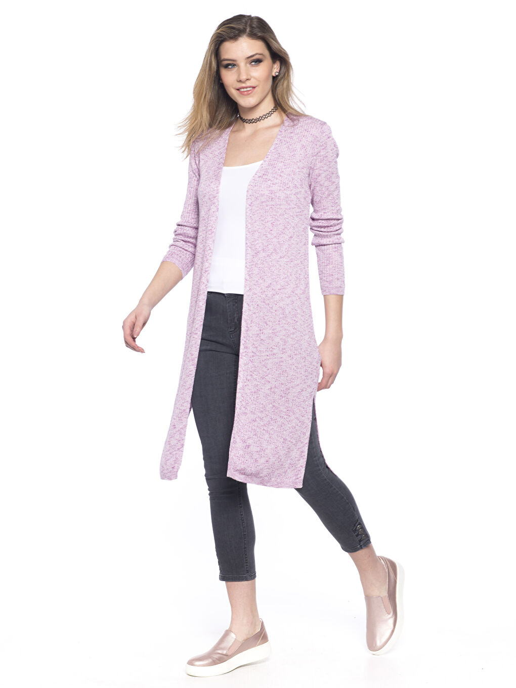 Mor İnce Triko Hırka