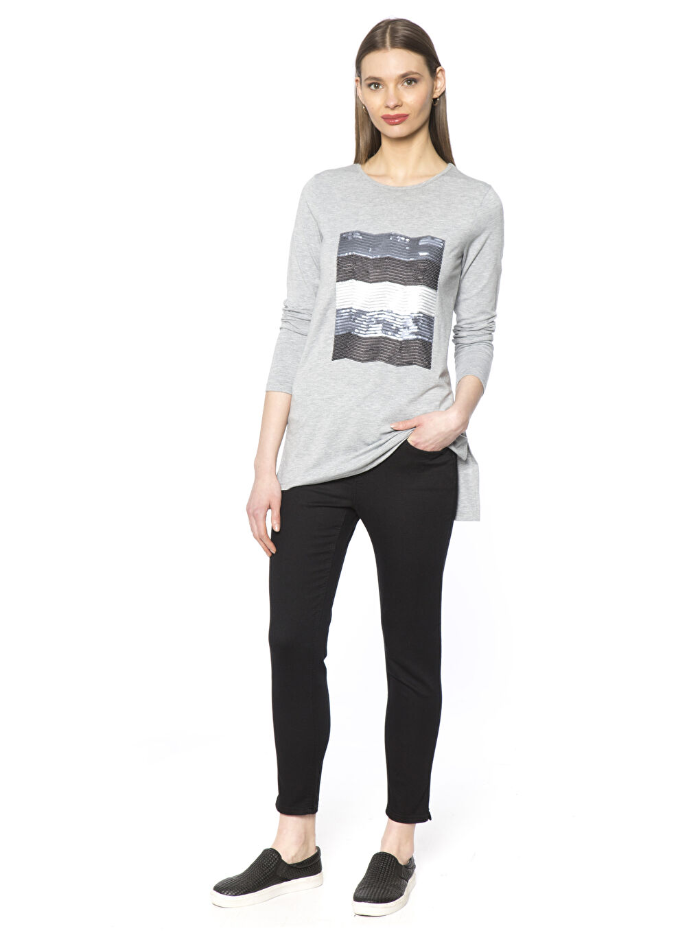 Gri Melanj Tişört-2