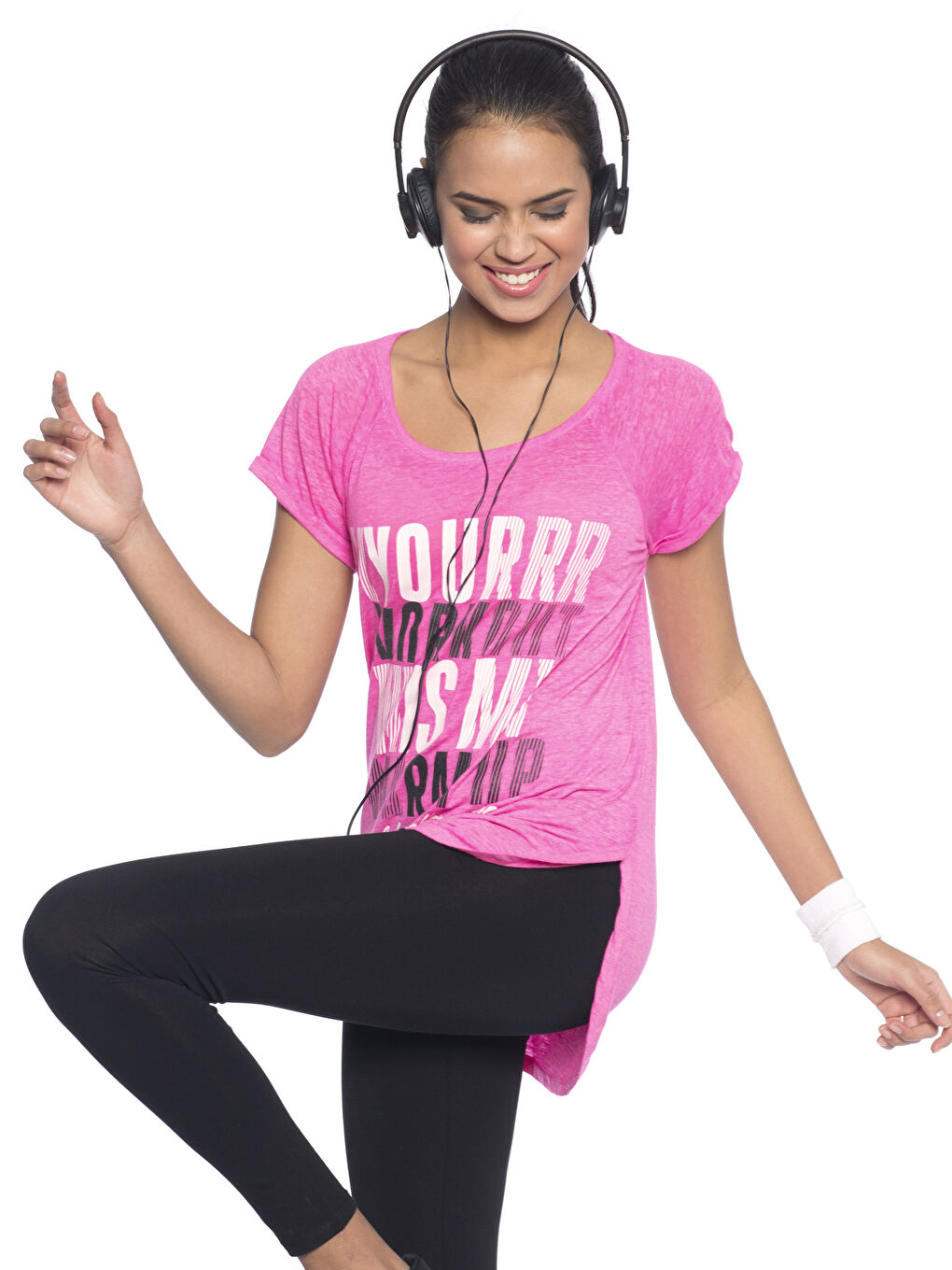 Neon Pembe Spor Tişört-1