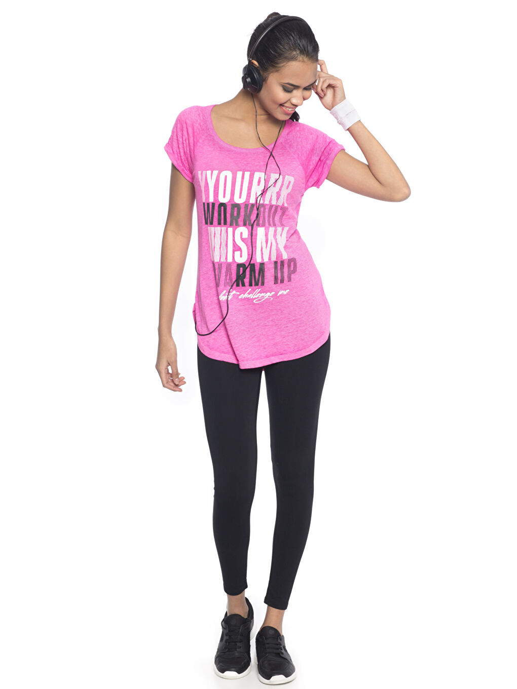 Neon Pembe Spor Tişört-3