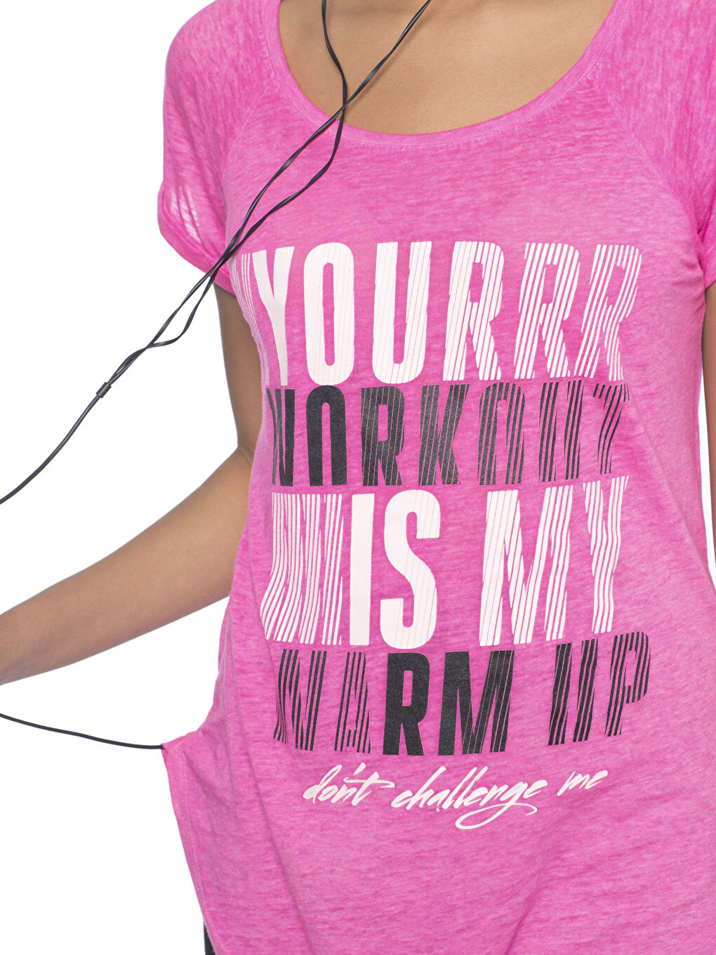 Neon Pembe Spor Tişört-4