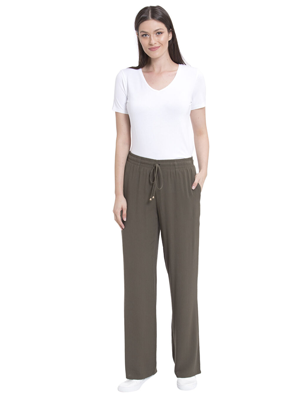 Woman KHAKI Trousers-2