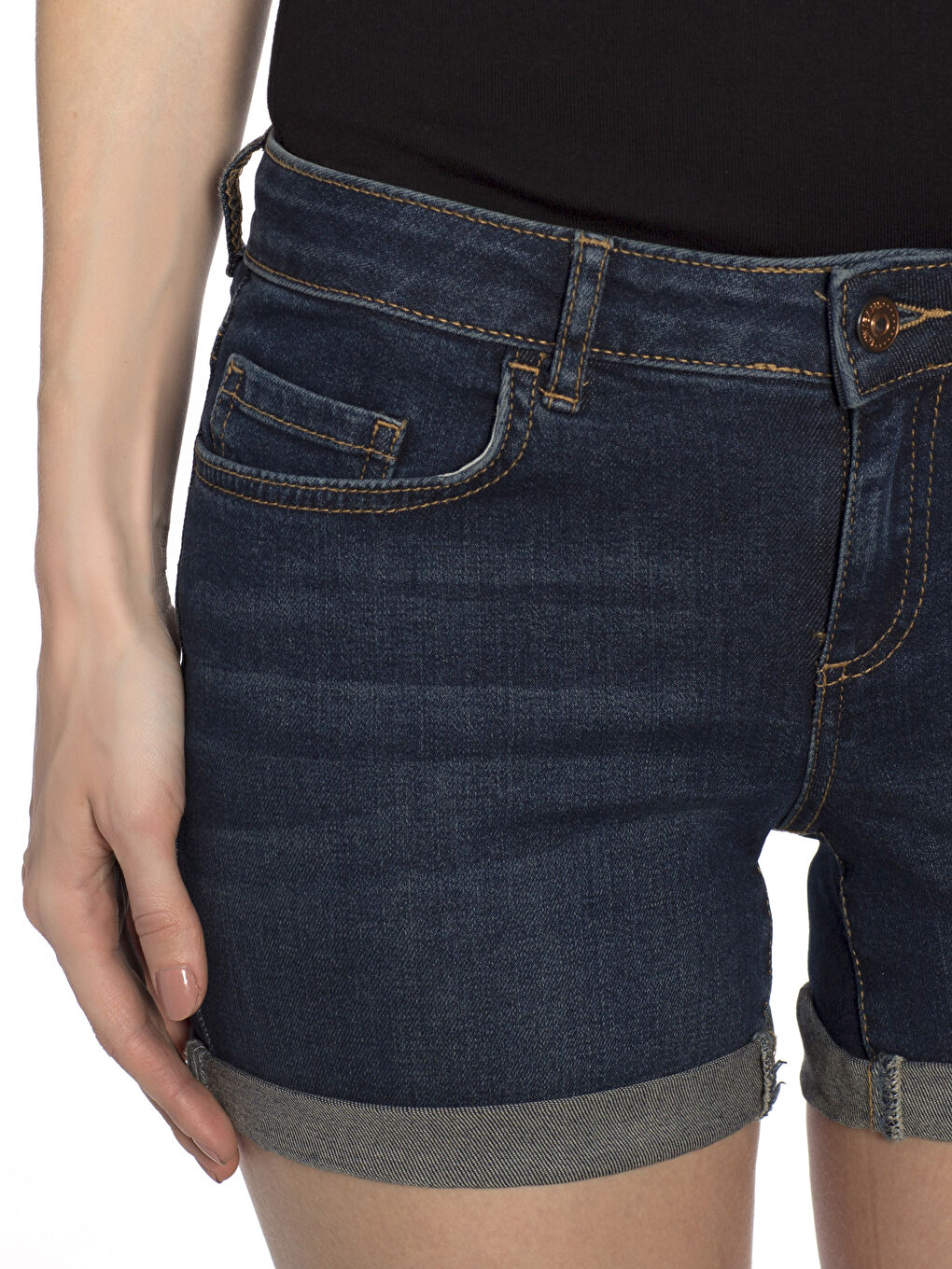 İndigo Koyu Rodeo Jean Şort-3