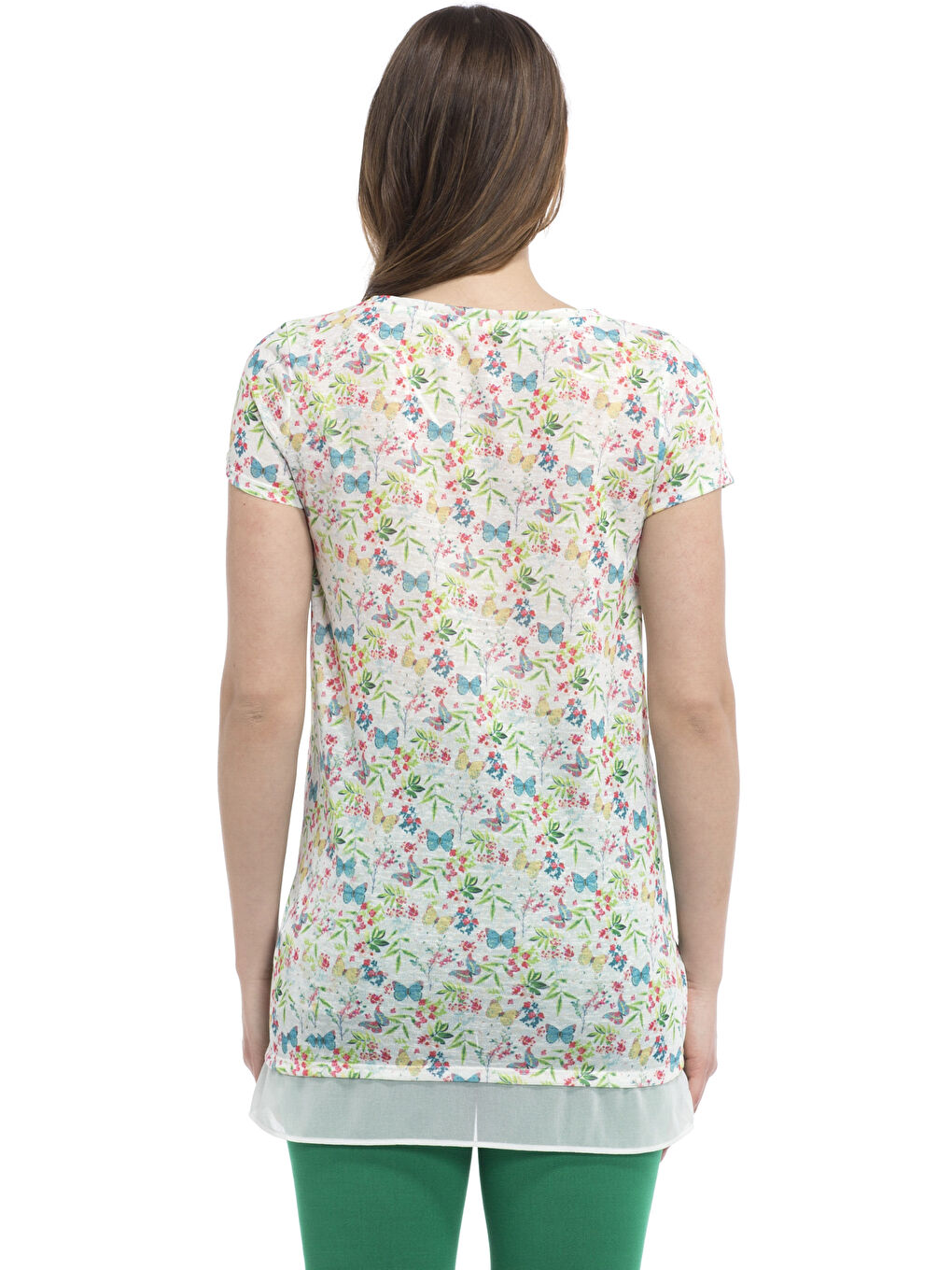 LCWAIKIKI Maternity Crew Neck Printed Short Sleeve Maternity Tunic -7YG493Z8-672
