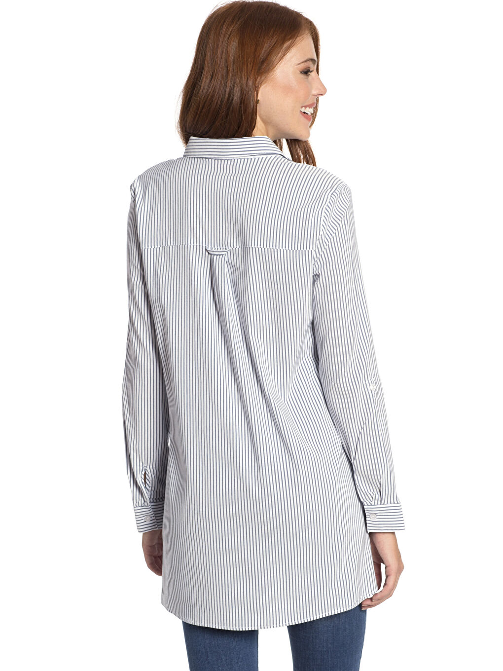 Gri Uzun Kollu Kadın Gömlek Tunik-1