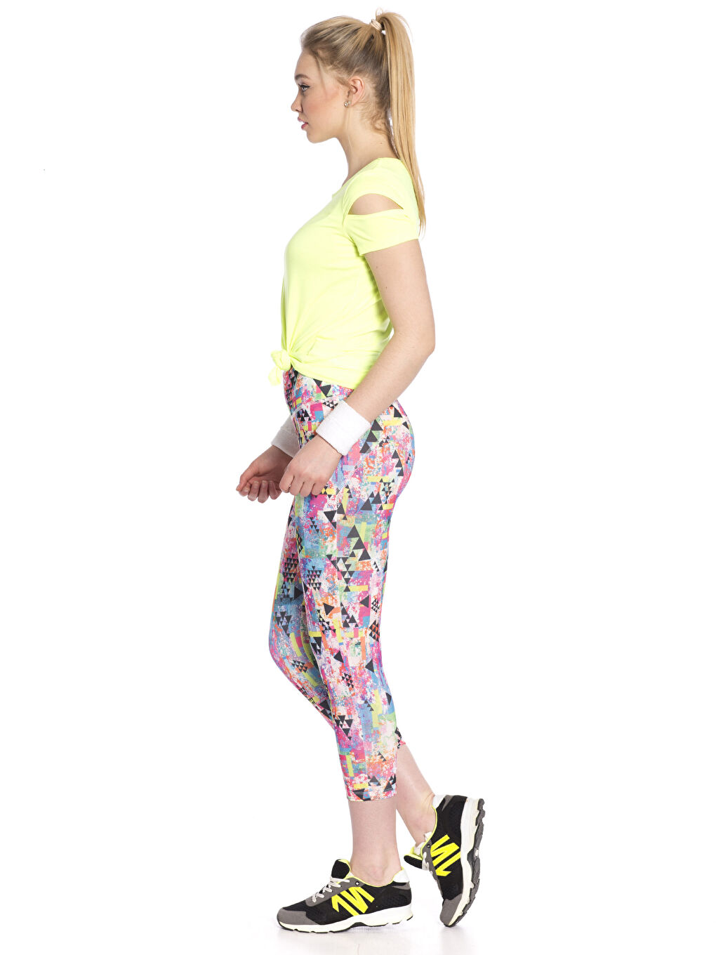 Turuncu Baskılı Spor Tayt-2