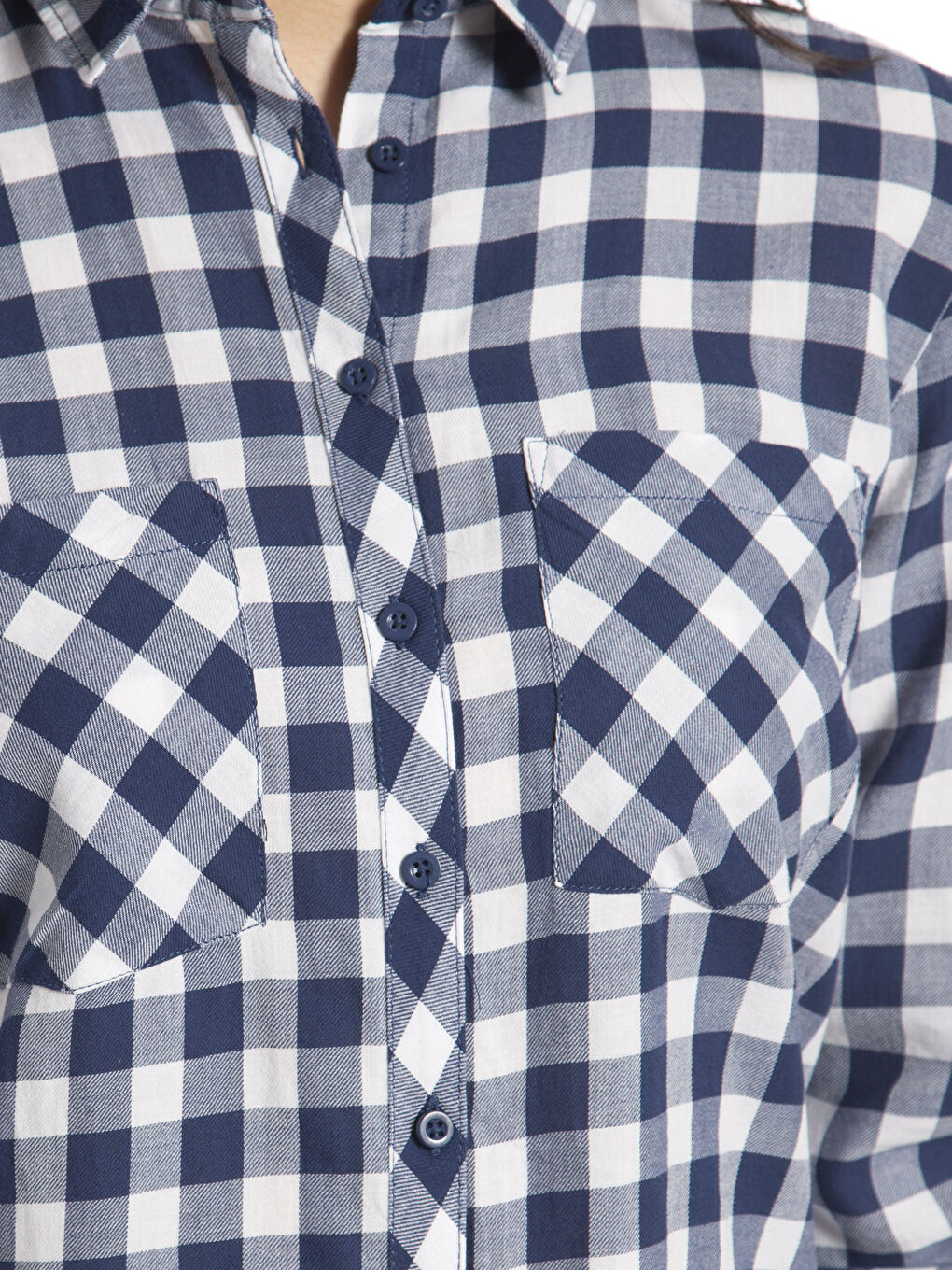 Lacivert Uzun Kollu Kadın Gömlek Tunik-3