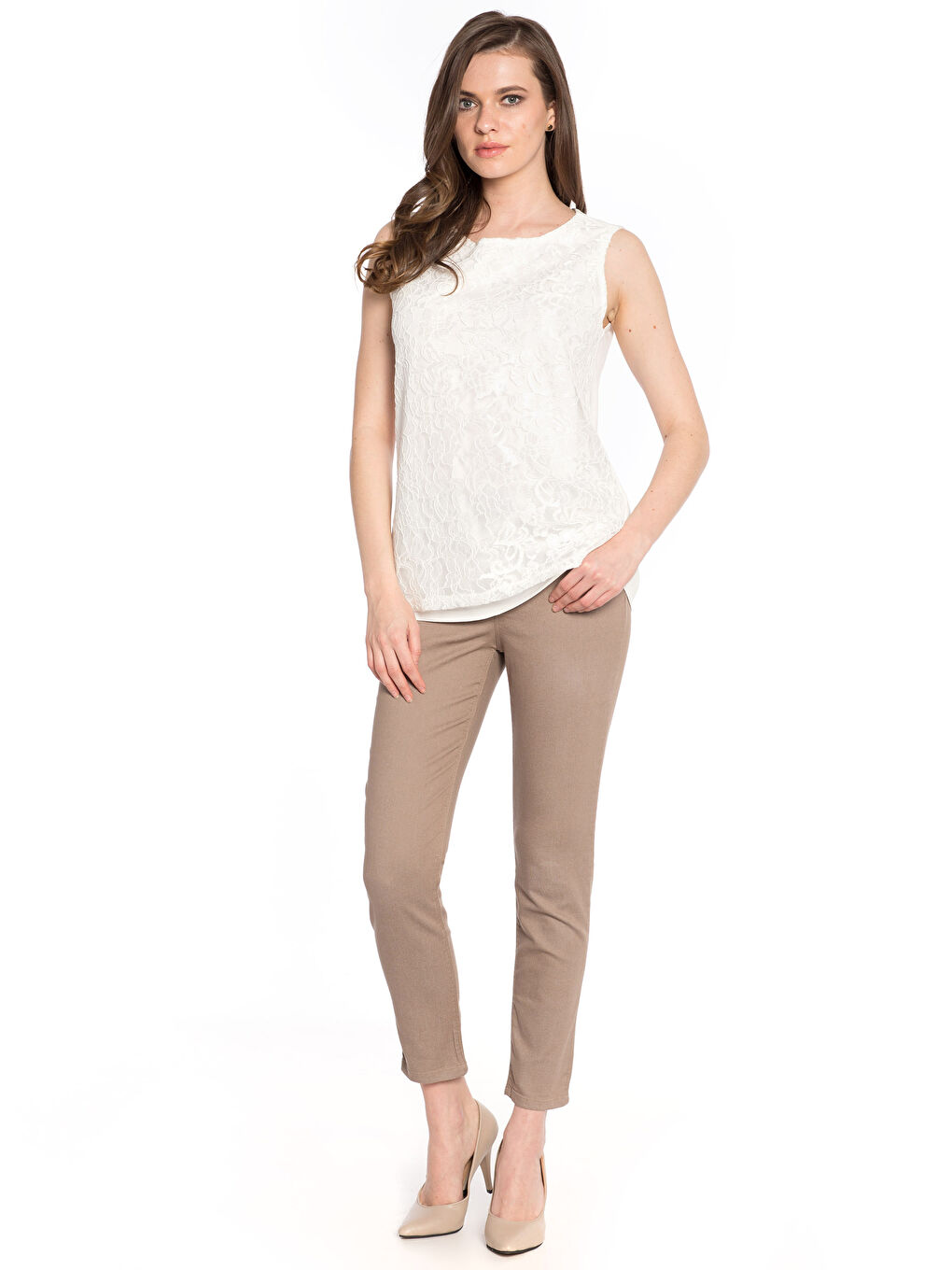 Woman ECRU Tank Top -7YJ060Z8-EEW