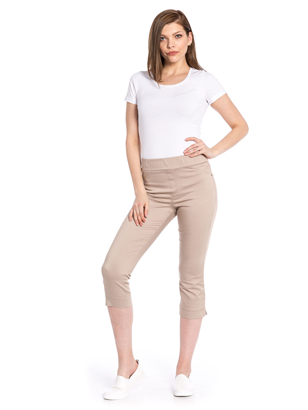 Woman BEIGE Capri Trousers-2