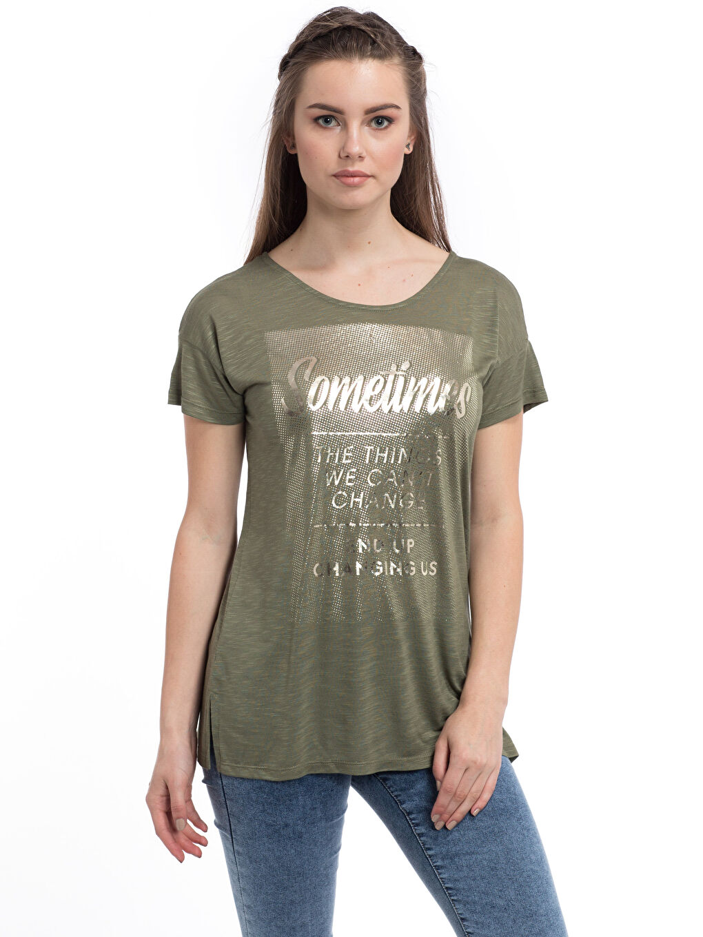 LCW Vision Woman KHAKI T-Shirt -7YK034Z8-JWJ