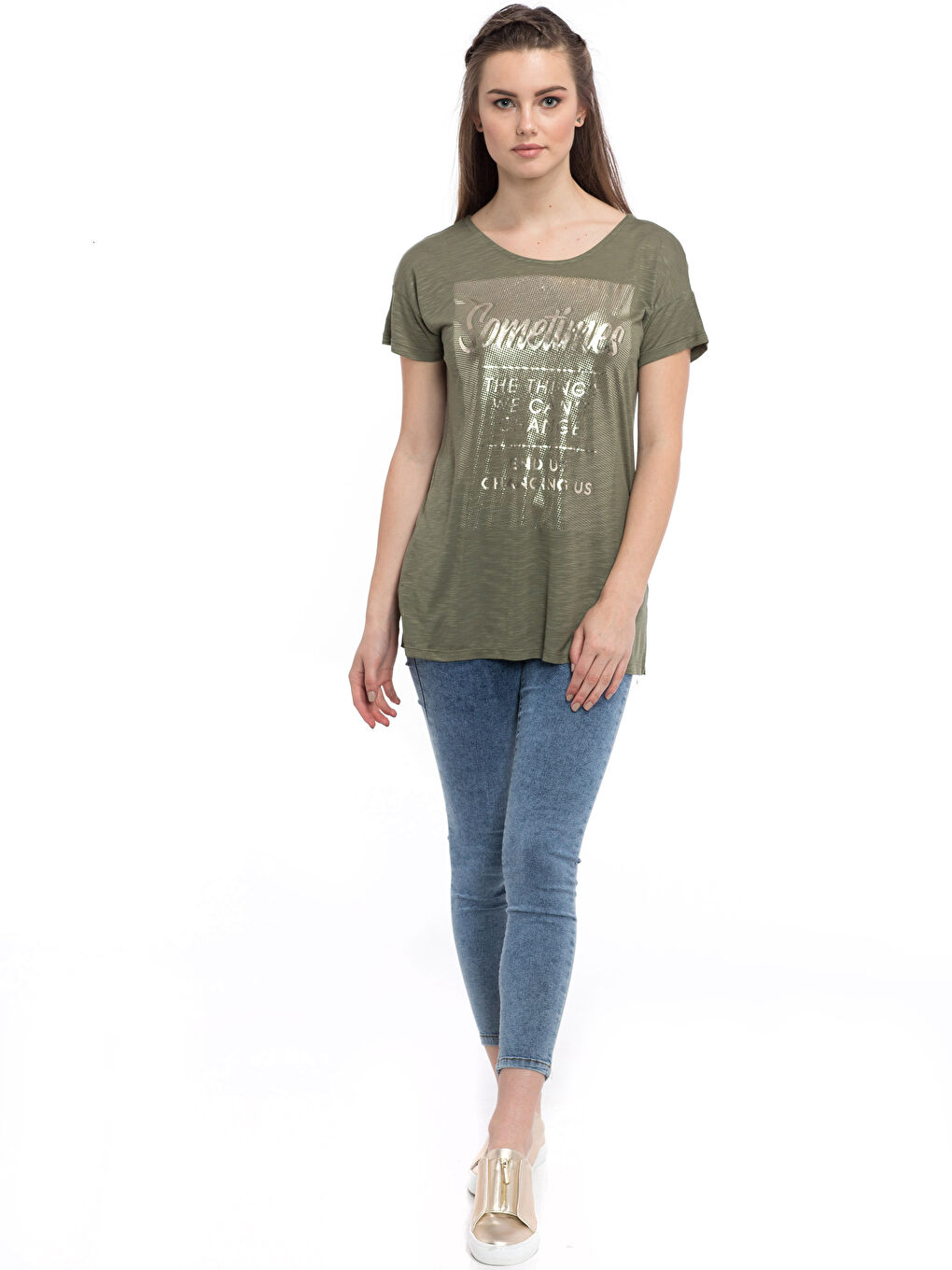 LCW Vision Woman KHAKI T-Shirt -7YK034Z8-JWJ