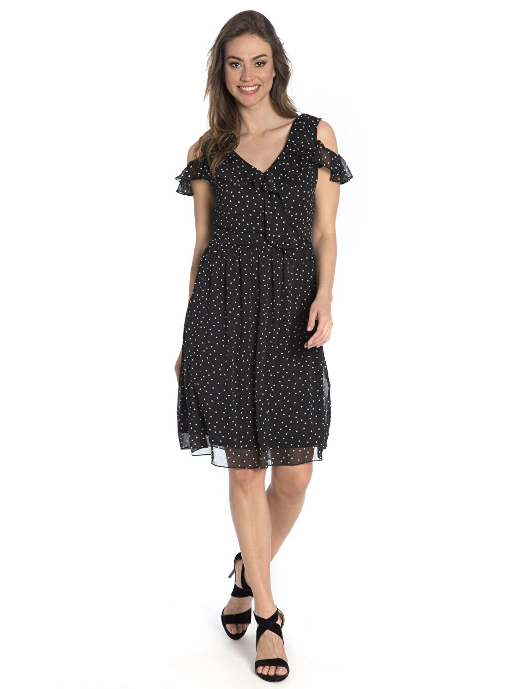 Siyah Baskılı Elbise