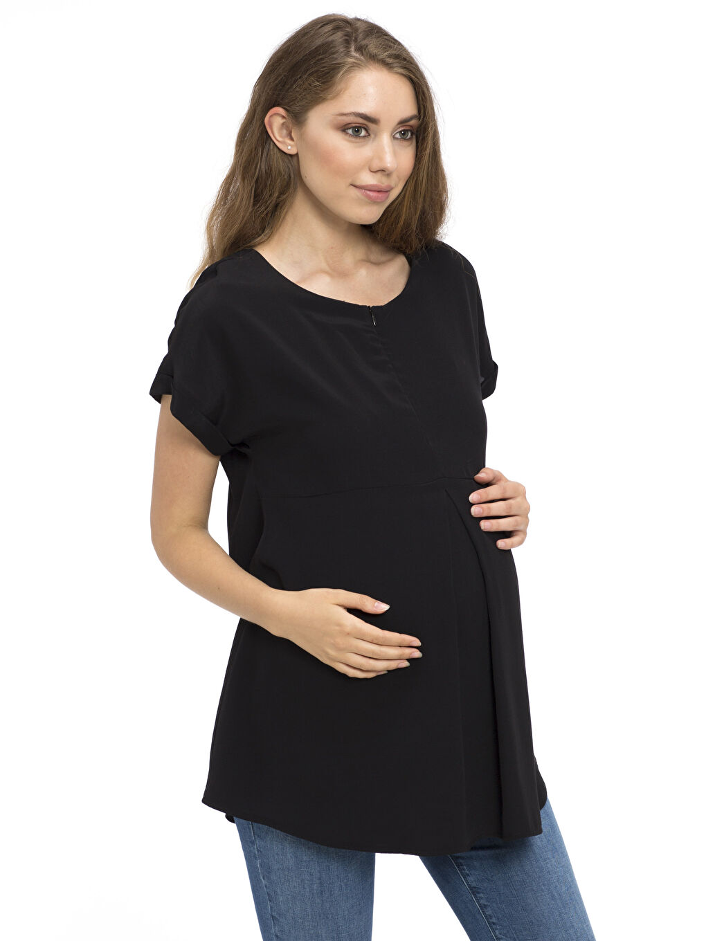 LCWAIKIKI Maternity Woman BLACK Blouse -7YB322Z8-CVL